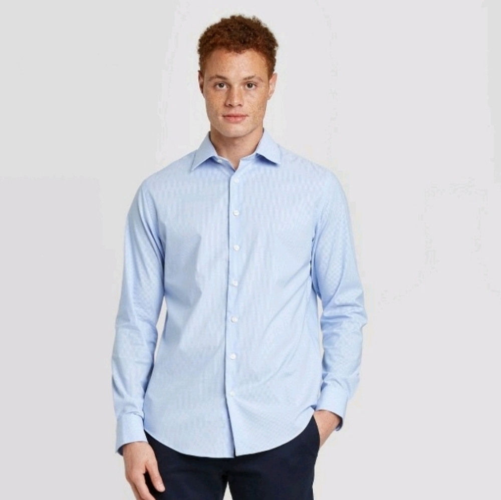 Goodfellow & Co Long Sleeve No-Iron Blue Shirt Size Small - Picture 2 of 7